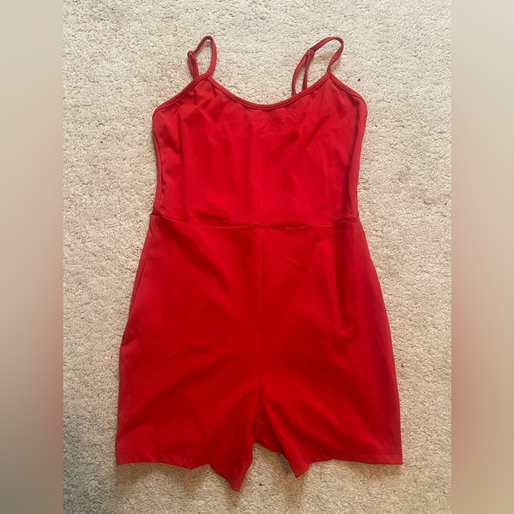 red stretchy romper